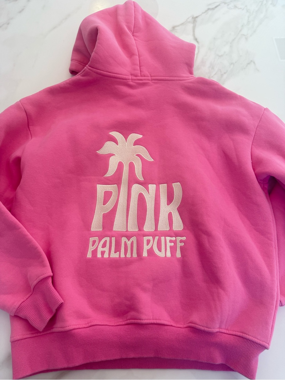 Pink Palm Puff Hot Pink Pullover Hoodie XS